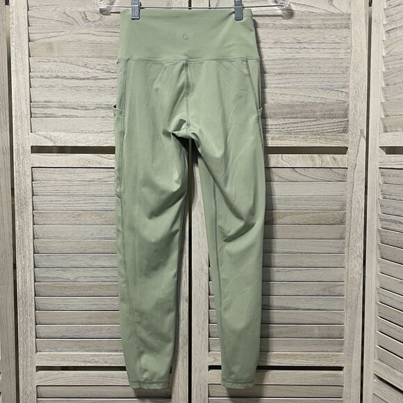 Papaya Active Womens Size Medium Leggings Sage Green Yoga Stretch High Waist - Picture 2 of 10